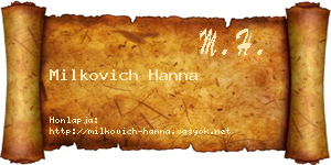Milkovich Hanna névjegykártya